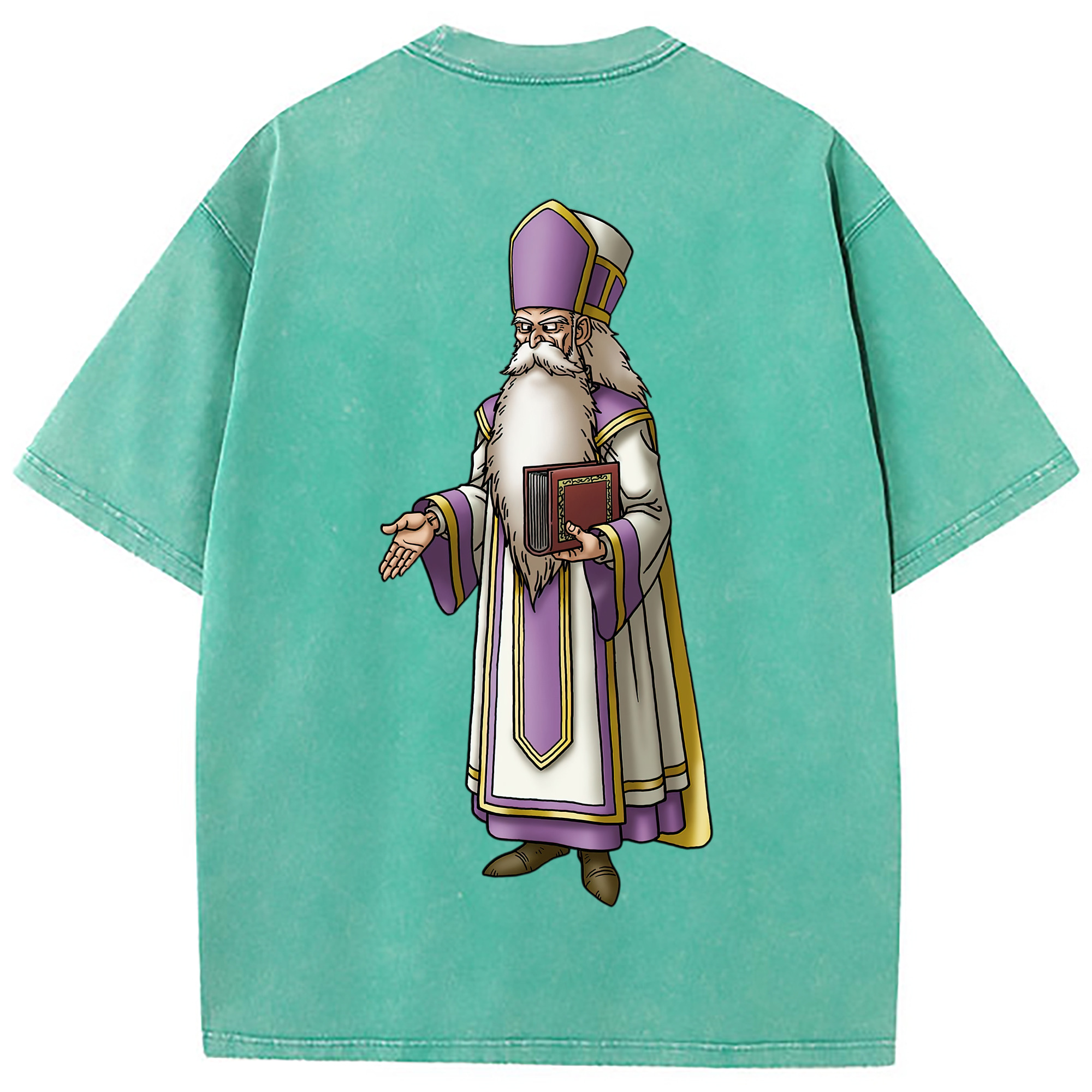 （画像用） ドラゴンクエスト Doragon Kuesuto Dragon Quest 綿100% ヴィンテージ風 半袖Tシャツ（背面プリント）